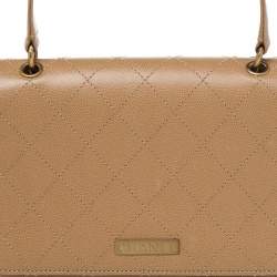 Pre Owned Chanel Sand Beige Quilted Caviar Leather Vintage Flap Shoulder Bag