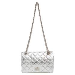 Chanel Silver Quilted Leather Mini Reissue 2.55 Double Flap Bag Chanel