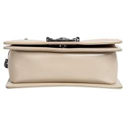Pre Owned Chanel Beige Glazed Leather Small Boy Flap Bag