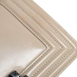Pre Owned Chanel Beige Glazed Leather Small Boy Flap Bag