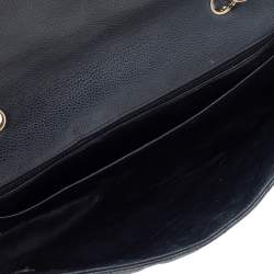 Pre Owned Chanel Black Quilted Caviar Leather Jumbo Classic Single Flap Bag