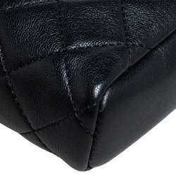 Pre Owned Chanel Black Quilted Leather Classic Phone Holder Chain Clutch