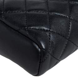 Pre Owned Chanel Black Quilted Leather Classic Phone Holder Chain Clutch