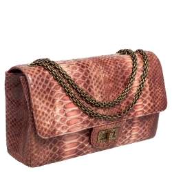 Pre Owned Chanel Ombre Red Python 2.55 Reissue Classic 226 Flap Bag