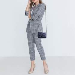 مملوكة مسبقًا محفظة بسلسلة شانيل ريإيشو 2.55 جلد مبطن أزرق ميتالك