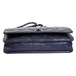 مملوكة مسبقًا محفظة بسلسلة شانيل ريإيشو 2.55 جلد مبطن أزرق ميتالك