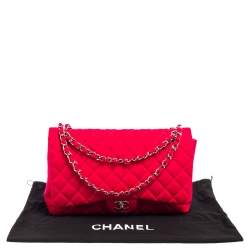 Chanel Pink Quilted Fabric Maxi Classic Single Flap Bag