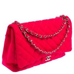 Chanel Pink Quilted Fabric Maxi Classic Single Flap Bag