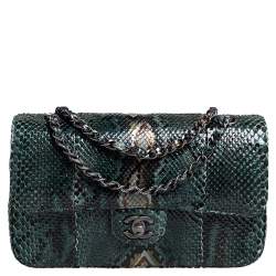 Chanel Light Green Python Classic Double Flap Medium Bag – The Closet