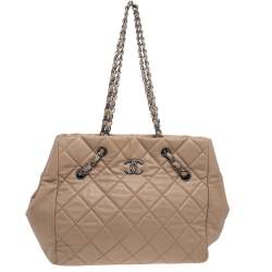 Chanel Beige Quilted Caviar Leather Cell Tote