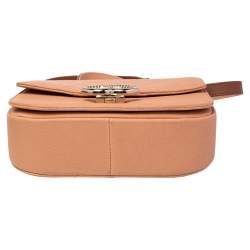 Pre Owned Chanel Peach Quilted Caviar Leather Small Thread Around Flap Bag