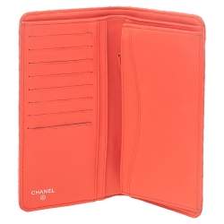 Pre Owned Chanel Orange Chevron Quilted Leather CC Long Wallet