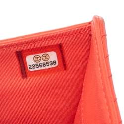 Pre Owned Chanel Orange Chevron Quilted Leather CC Long Wallet