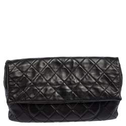 Pre Owned Chanel Black Quilted Leather Reissue Double Sided Flap Clutch