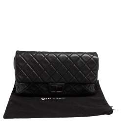 Pre Owned Chanel Black Quilted Leather Reissue Double Sided Flap Clutch