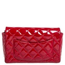 Chanel Red Quilted Patent Leather CC Wallet on Chain