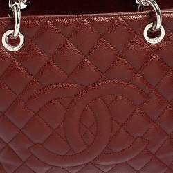 مملوكة مسبقًا Chanel Dark Red Quilted Caviar Leather Grand Shopping Tote