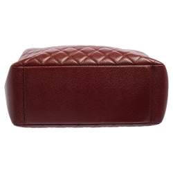 مملوكة مسبقًا Chanel Dark Red Quilted Caviar Leather Grand Shopping Tote