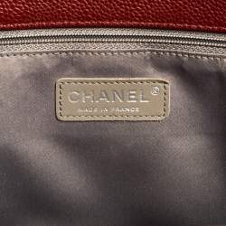 مملوكة مسبقًا Chanel Dark Red Quilted Caviar Leather Grand Shopping Tote