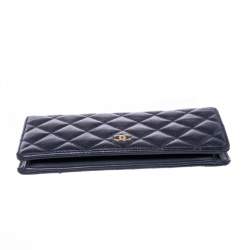 Chanel Purple Quilted Caviar Leather L Yen Continental Wallet
