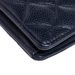 Chanel Purple Quilted Caviar Leather L Yen Continental Wallet