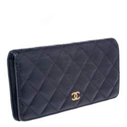 Chanel Purple Quilted Caviar Leather L Yen Continental Wallet
