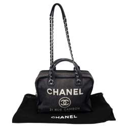 Pre Owned Chanel Blue Denim Deauville Bowling Bag
