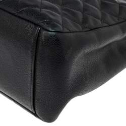 Pre Owned حقيبة يد توتس شانيل شوبينغ جلد كافيار مبطن أسود كبيرة