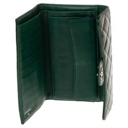 Chanel Green Quilted Patent Leather Classic L Flap Wallet