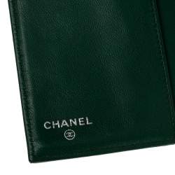 Chanel Green Quilted Patent Leather Classic L Flap Wallet