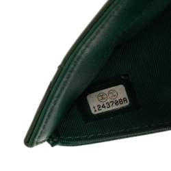 Chanel Green Quilted Patent Leather Classic L Flap Wallet