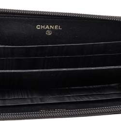 Chanel Black Caviar Leather Quilted Compact Heart Space CC Wallet Chanel