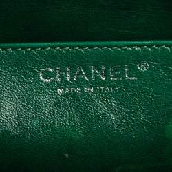 Pre Owned حقيبة شانيل جامبو كلاسيك جلد مبطن أخضر لامع بقلاب 