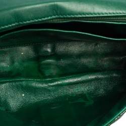 Pre Owned حقيبة شانيل جامبو كلاسيك جلد مبطن أخضر لامع بقلاب 