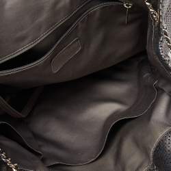 Pre Owned حقيبة يد توتس شانيل دريل جلد مثقب فضي كبيرة