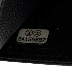 Pre Owned Chanel Black Quilted Caviar Leather Boy Wallet On Chain