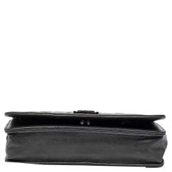 Pre Owned Chanel Black Quilted Caviar Leather Boy Wallet On Chain