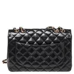 Pre Owned حقيبة شانيل كلاسيك جامبو جلد خروف مبطن أزرق بقلاب واحد 