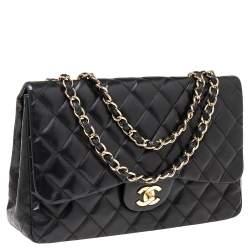 Pre Owned حقيبة شانيل كلاسيك جامبو جلد خروف مبطن أزرق بقلاب واحد 