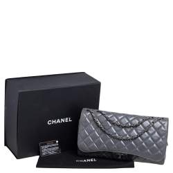 Pre Owned Chanel Grey Quilted Leather Grocery By Chanel Drawstring Flap Bag