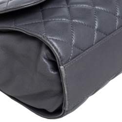 Pre Owned Chanel Grey Quilted Leather Grocery By Chanel Drawstring Flap Bag