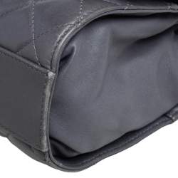 Pre Owned Chanel Grey Quilted Leather Grocery By Chanel Drawstring Flap Bag