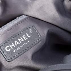 Pre Owned Chanel Grey Quilted Leather Grocery By Chanel Drawstring Flap Bag