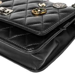 Chanel Black Aged Quilted Leather Lucky Charms 2.55 Reissue Wallet on Chain
