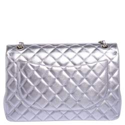 Chanel Metallic Lilac Quilted Leather Maxi Classic Double Flap Bag