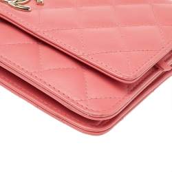 Pre Owned محفظة بسلسلة شانيل تريندي سي سي جلد وردي مبطن