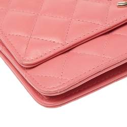 Pre Owned محفظة بسلسلة شانيل تريندي سي سي جلد وردي مبطن