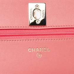 Pre Owned محفظة بسلسلة  شانيل تريندي سي سي جلد وردي مبطن