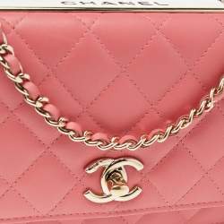 Pre Owned محفظة بسلسلة شانيل تريندي سي سي جلد وردي مبطن