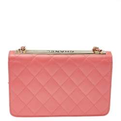 Pre Owned محفظة بسلسلة شانيل تريندي سي سي جلد وردي مبطن